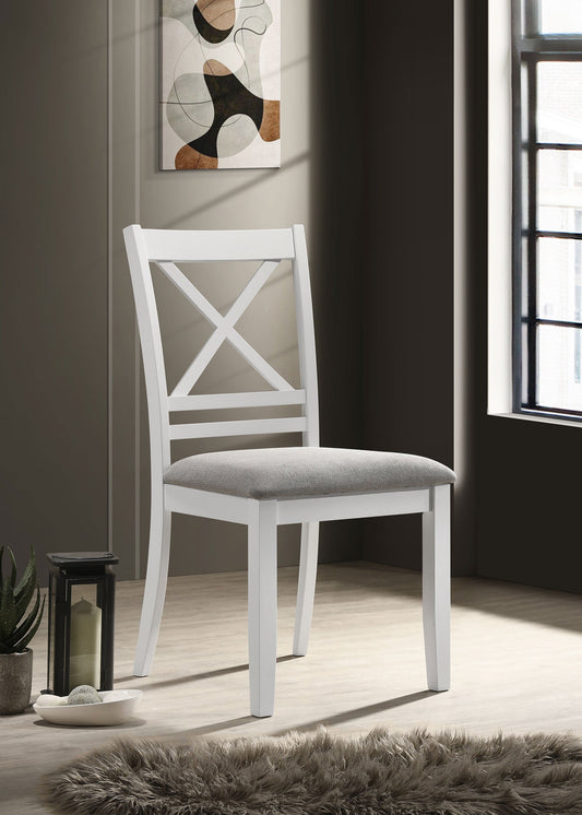 Silla de comedor Hollis de madera con respaldo cruzado, color blanco (juego de 2)
