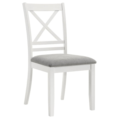 Silla de comedor Hollis de madera con respaldo cruzado, color blanco (juego de 2)