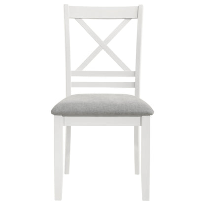 Silla de comedor Hollis de madera con respaldo cruzado, color blanco (juego de 2)