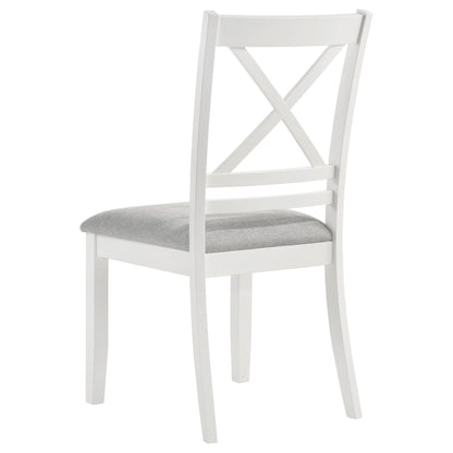 Silla de comedor Hollis de madera con respaldo cruzado, color blanco (juego de 2)