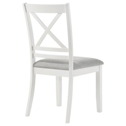 Silla de comedor Hollis de madera con respaldo cruzado, color blanco (juego de 2)