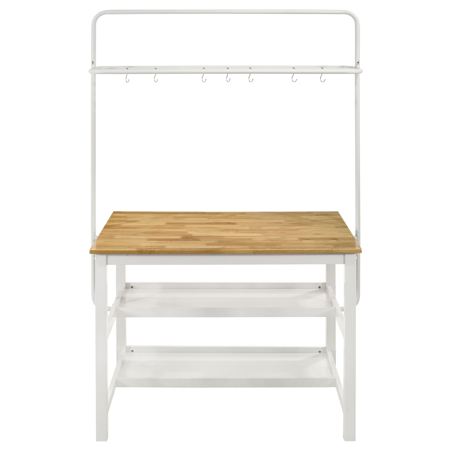 Edgeworth Kitchen Island Counter Table with Pot Rack White