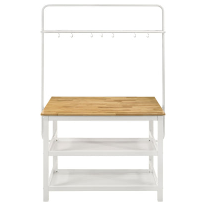 Edgeworth Kitchen Island Counter Table with Pot Rack White