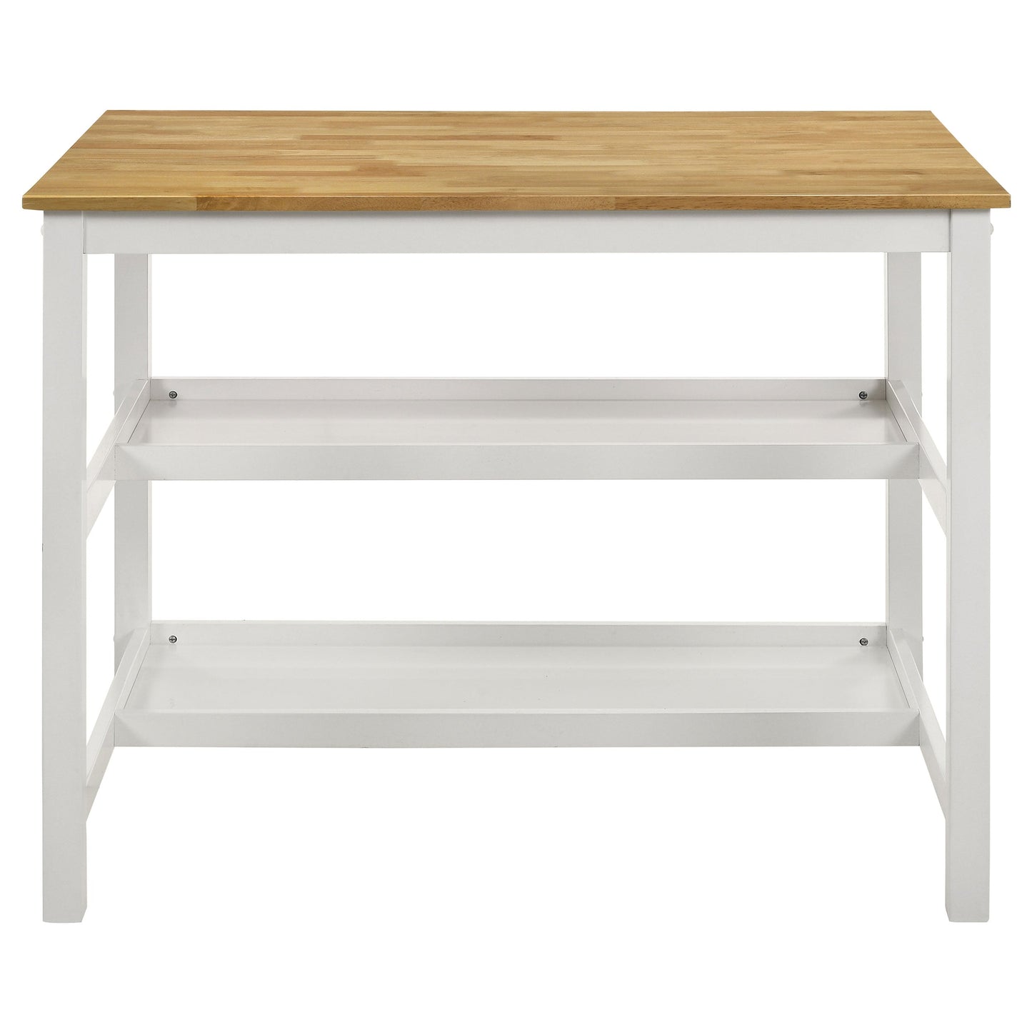 Edgeworth Kitchen Island Counter Table with Pot Rack White