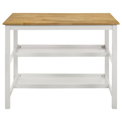 Edgeworth Kitchen Island Counter Table with Pot Rack White