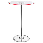Mesa de bar bistró redonda Thea de 28 pulgadas con cubierta de vidrio y LED, cromada