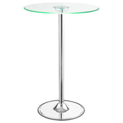 Mesa de bar bistró redonda Thea de 28 pulgadas con cubierta de vidrio y LED, cromada