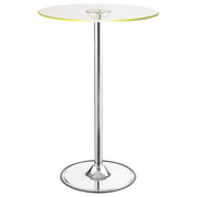 Mesa de bar bistró redonda Thea de 28 pulgadas con cubierta de vidrio y LED, cromada