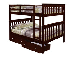 Erath Mission Full over Full Cappuccino Bunkbed with Dual Underbed Drawers