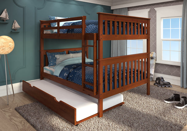 Erath Mission Full over Full Espresso Bunkbed with Twin Trundle