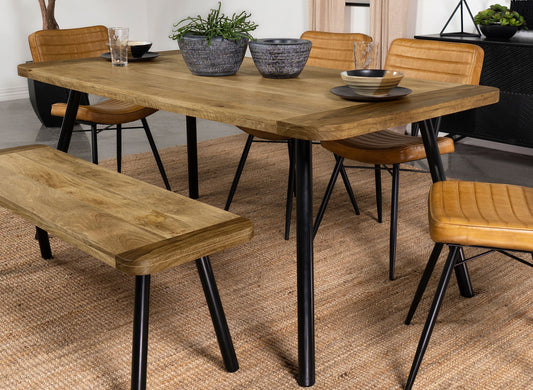 Mesa de comedor Maverick de madera maciza de 70 pulgadas, mango natural