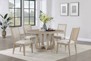 Juego de mesa de comedor redonda Trofello en blanco lavado