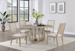 Juego de mesa de comedor redonda Trofello en blanco lavado