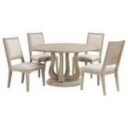 Juego de mesa de comedor redonda Trofello en blanco lavado
