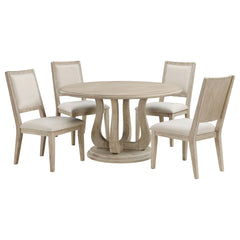 Juego de mesa de comedor redonda Trofello en blanco lavado