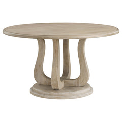 Juego de mesa de comedor redonda Trofello en blanco lavado