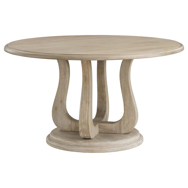 Mesa de comedor redonda Trofello con pedestal de 60 pulgadas, color blanco lavado