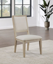Silla de comedor Trofello acolchada, color blanco lavado (juego de 2)