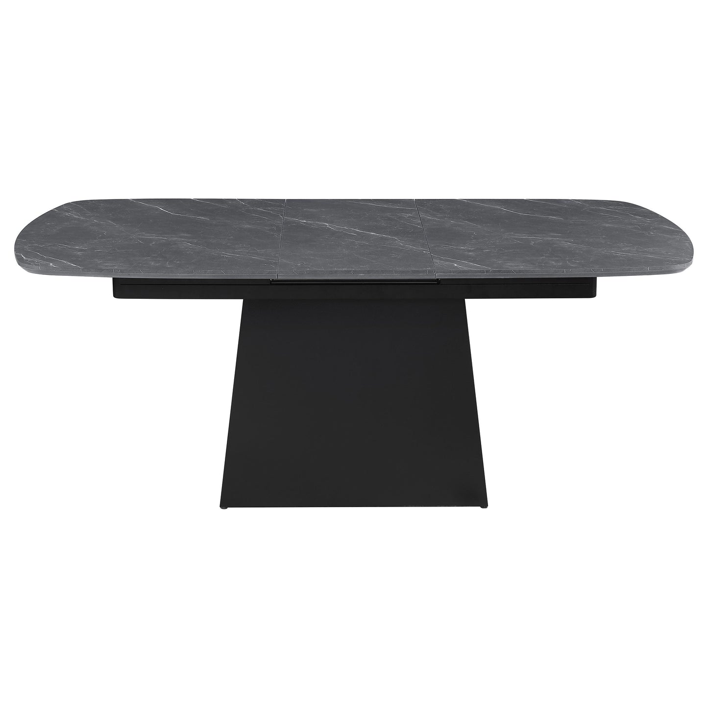 Mesa de comedor extensible Potero de 185 cm con imitación de mármol, color negro