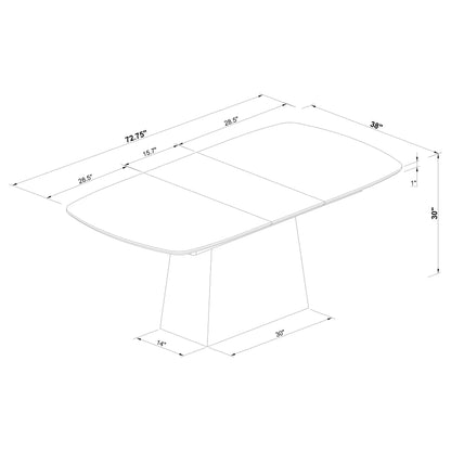 Mesa de comedor extensible Potero de 185 cm con imitación de mármol, color negro