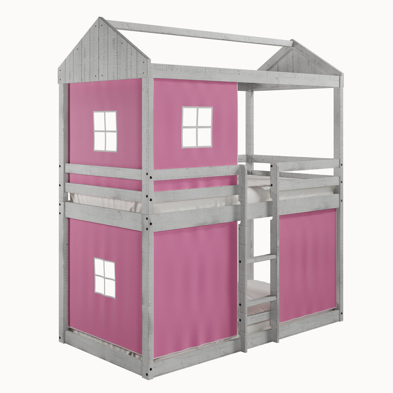 Deer Blind Twin over Twin Fort Bunkbed with Pink Tent