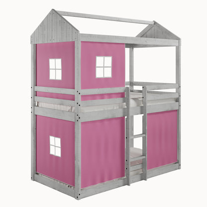 Deer Blind Twin over Twin Fort Bunkbed with Pink Tent