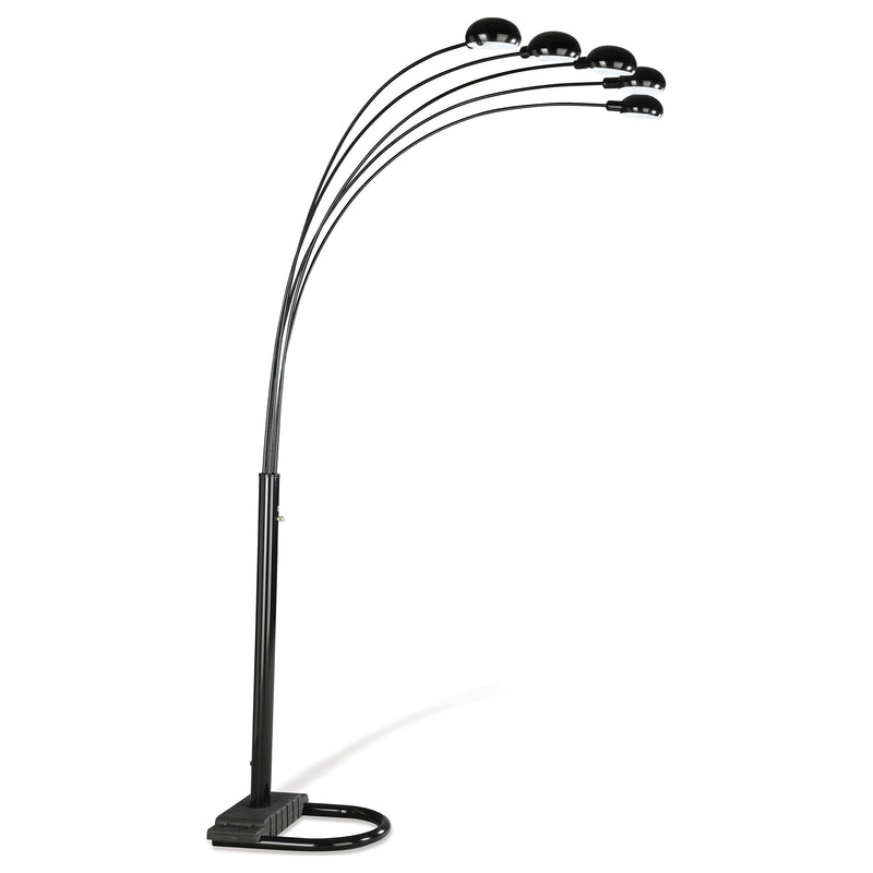 Lámpara de pie Kayd de metal con pantalla abovedada de 5 luces y arco de 92 pulgadas, color negro