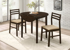 Juego de mesa de comedor Bucknell con hojas abatibles redondas, color capuchino