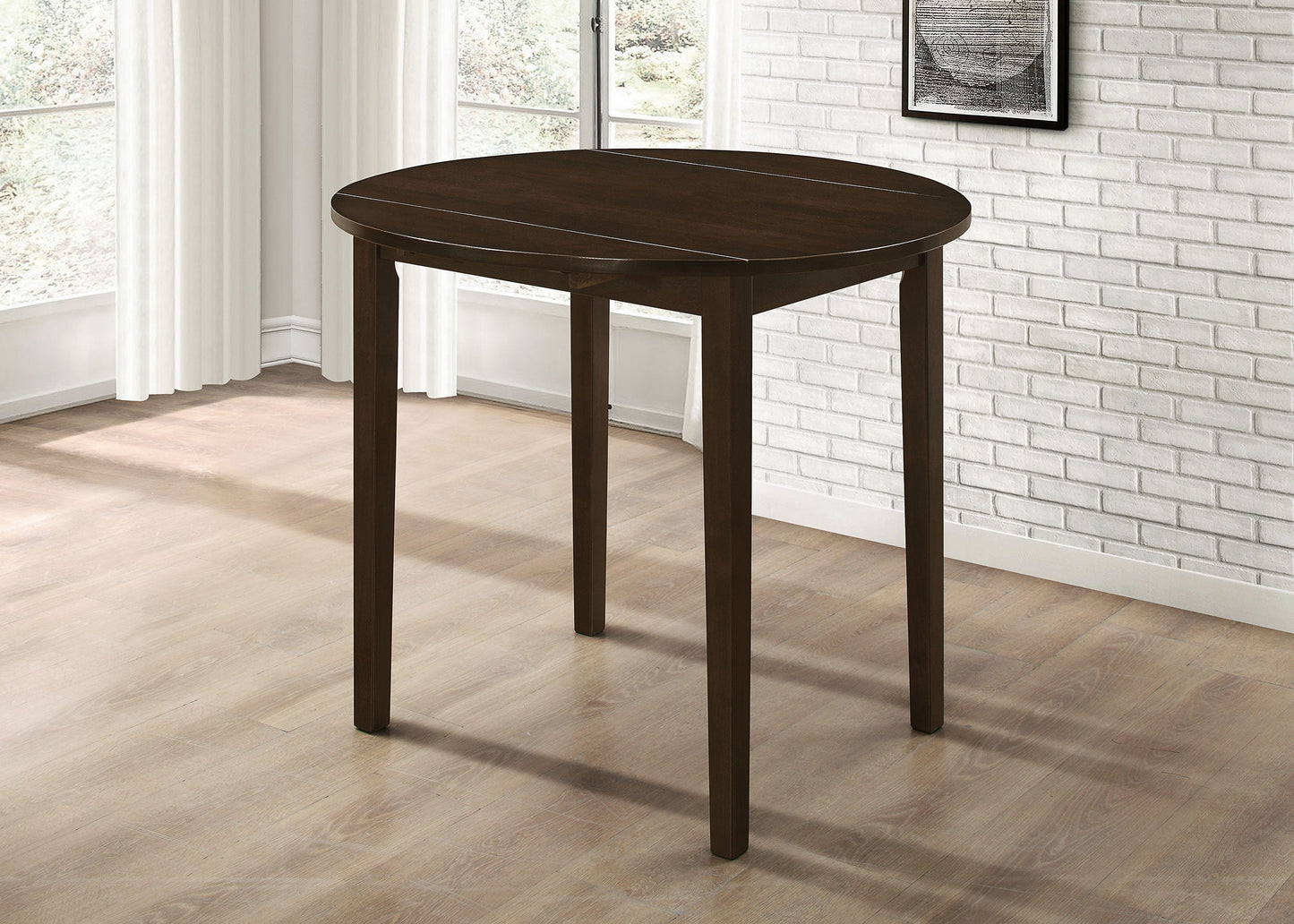 Juego de mesa de comedor Bucknell con hojas abatibles redondas, color capuchino