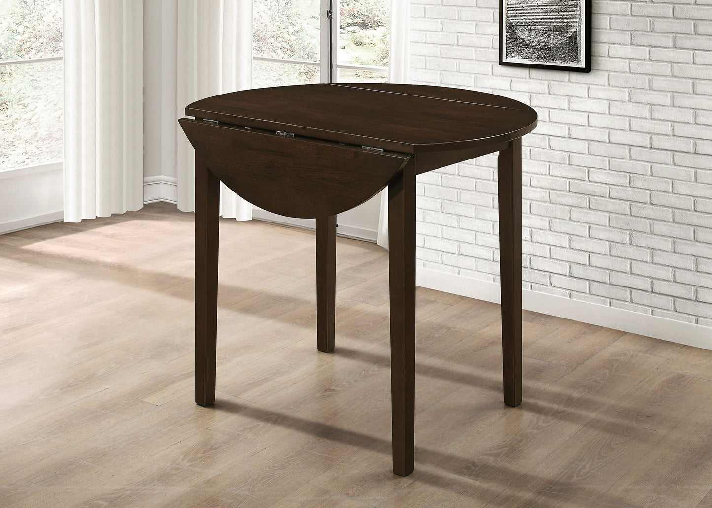 Juego de mesa de comedor Bucknell con hojas abatibles redondas, color capuchino