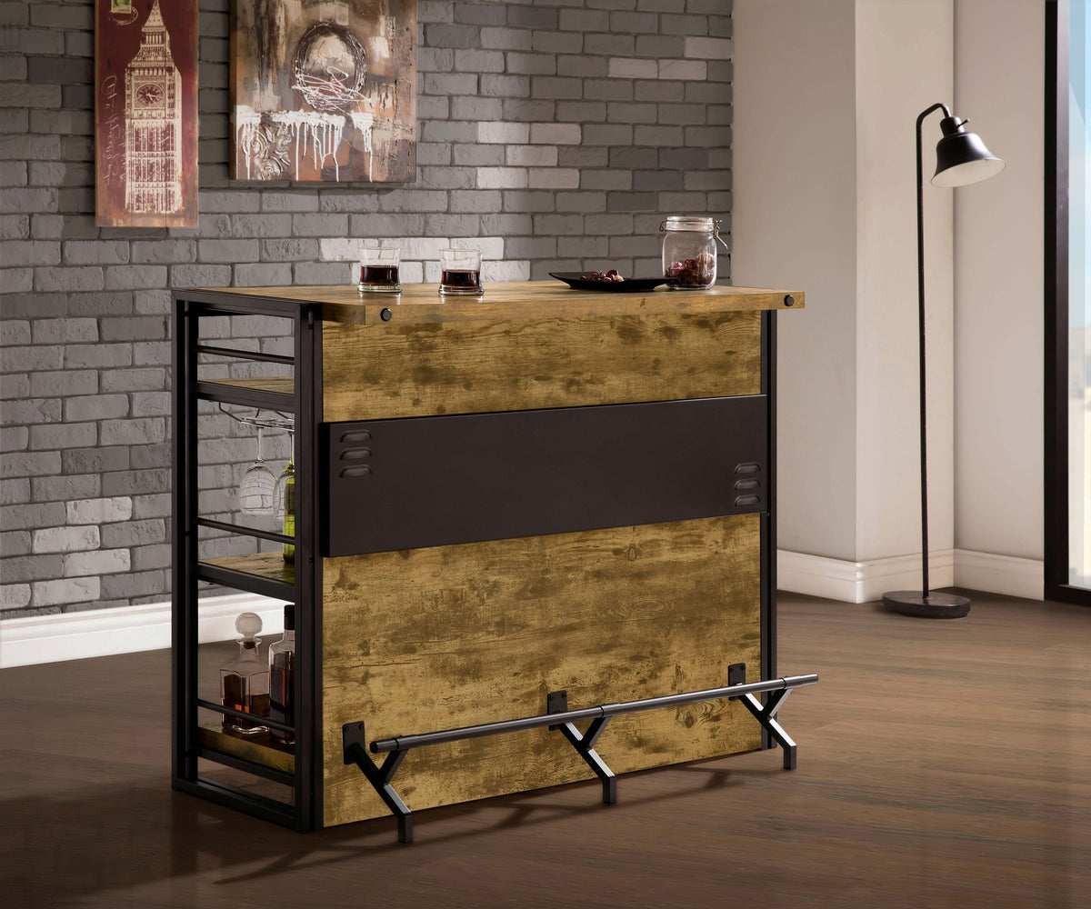 Mueble bar para vinos Renaldi de 3 estantes, rústico, color nuez moscada