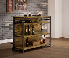Mueble bar para vinos Renaldi de 3 estantes, rústico, color nuez moscada