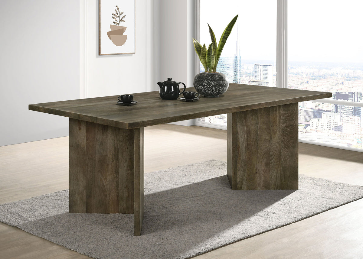 Mesa de comedor Tyler de madera maciza de 80 pulgadas color marrón mango