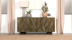 Aparador de madera maciza de 3 puertas Tyler, color marrón mango