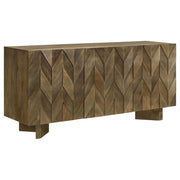 Aparador de madera maciza de 3 puertas Tyler, color marrón mango