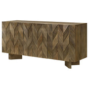 Aparador de madera maciza de 3 puertas Tyler, color marrón mango