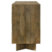Aparador de madera maciza de 3 puertas Tyler, color marrón mango