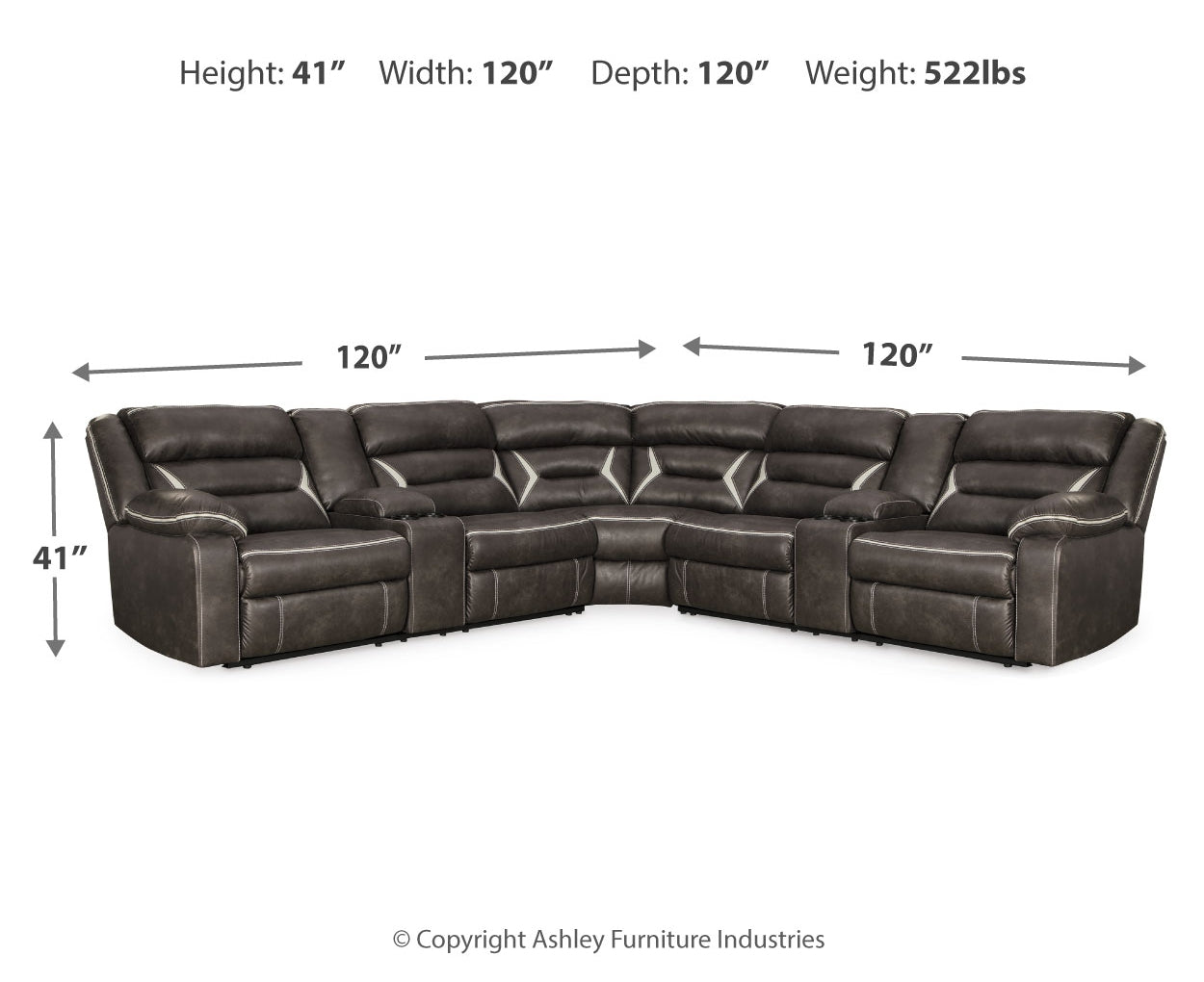 Kincord 3-Piece Power Reclining Sectional
