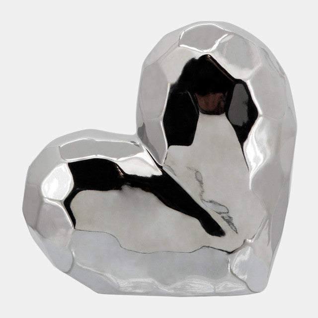 Silver Ceramic Heart