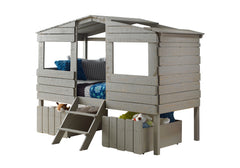Beach House Low Loft Bed with House Toy Boxes