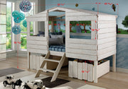 Beach House Low Loft Bed with House Toy Boxes