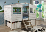 Beach House Low Loft Bed with House Toy Boxes