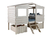 Beach House Low Loft Bed with House Toy Boxes