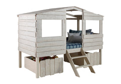 Beach House Low Loft Bed with House Toy Boxes