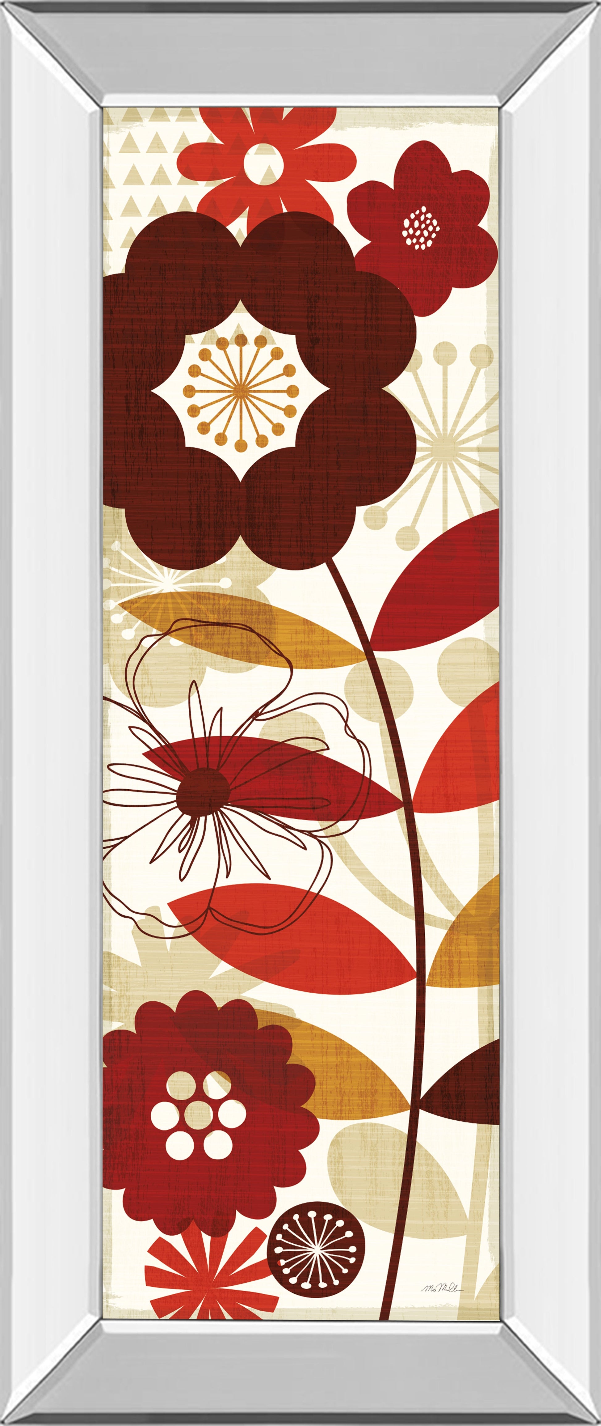 Mirrored Frame Floral Pop Panel I By Mo Mullan