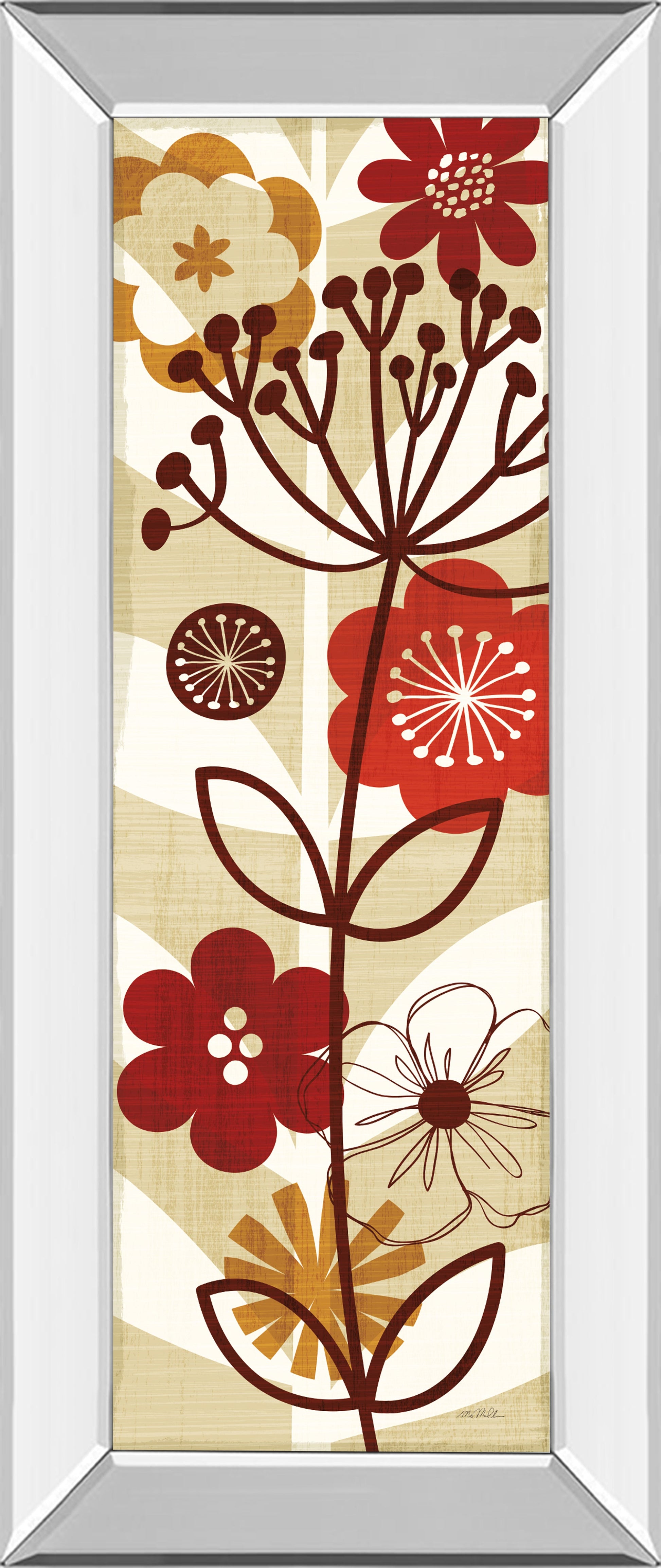 Mirrored Frame Floral Pop Panel II By Mo Mullan