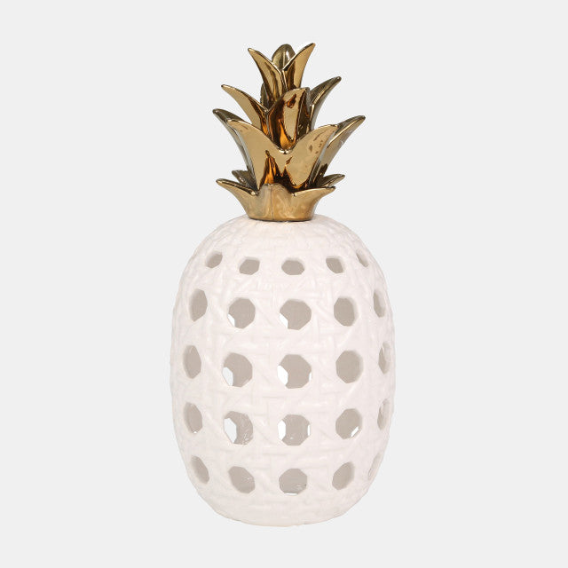 Ceramic 16" Lattice Weave Pineapple