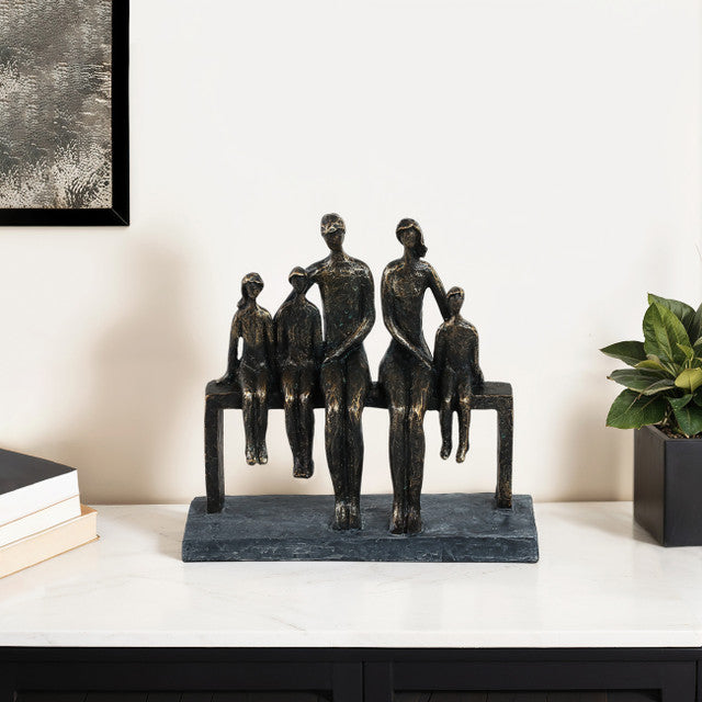Polyresin 10" Family Sculpture, Bronze