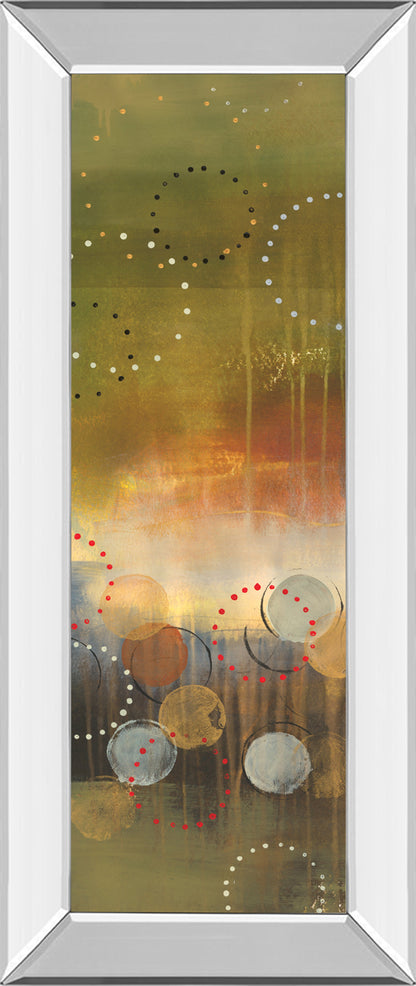 Mirrored Frame Circles In Green Panel I By Jeni Lee