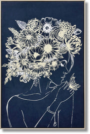 ''Midnight Muse: Floral Silhouette'' Suede Canvas w/ Metallic